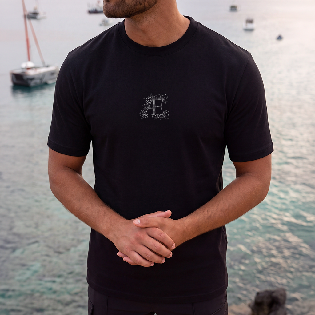 Black AE Scattered Logo Tee