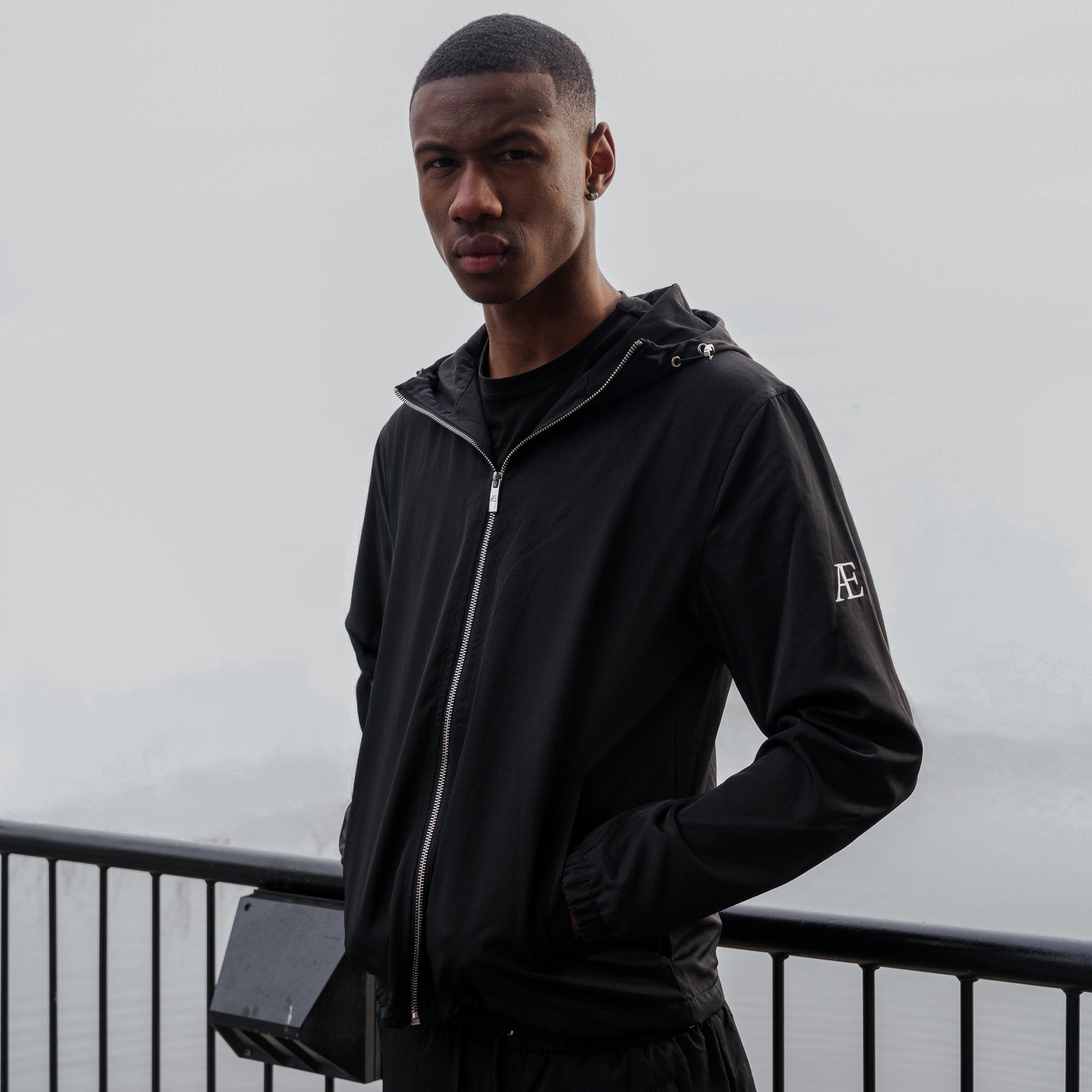AE Black Windbreaker