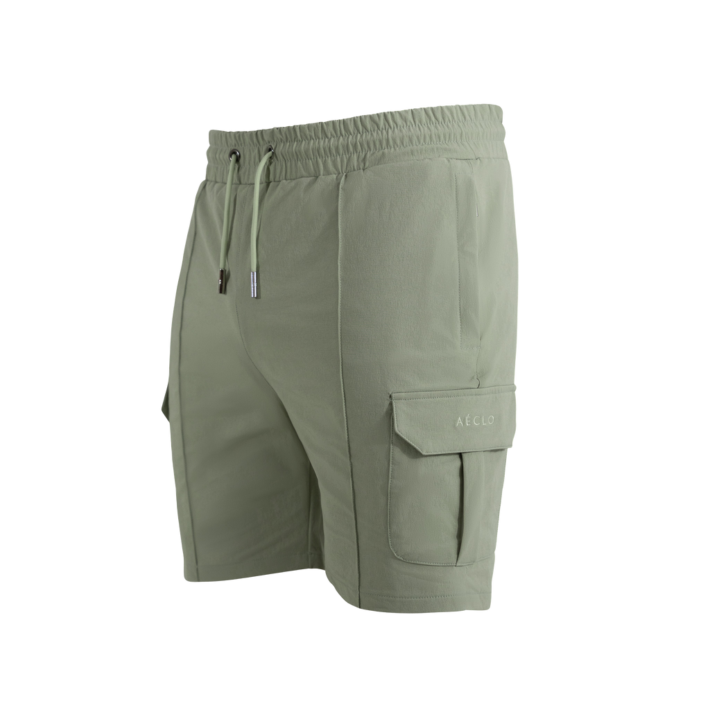 Grey slim-fit tapered bottoms with elastic waistband and side pockets