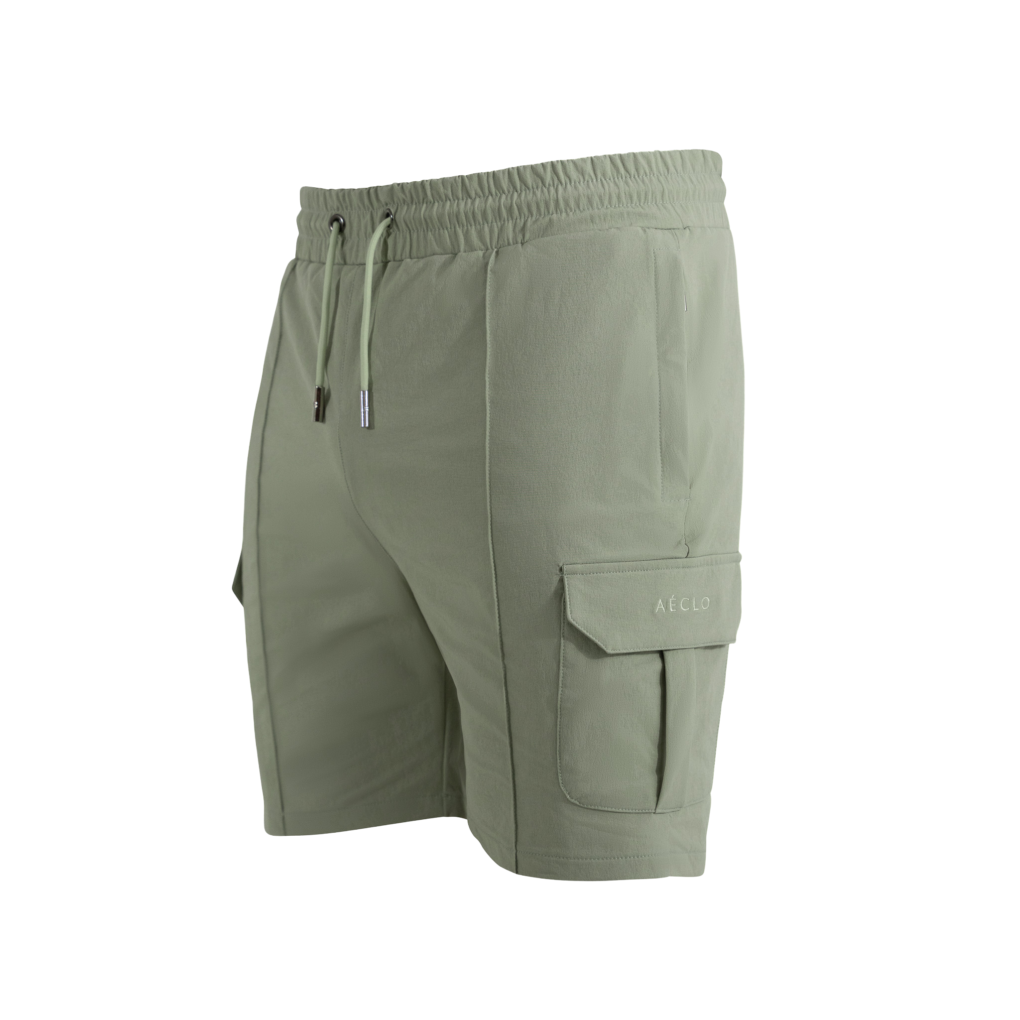 Grey slim-fit tapered bottoms with elastic waistband and side pockets