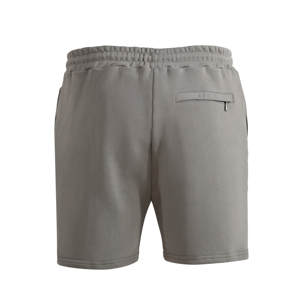 Gray shorts on a white background back view