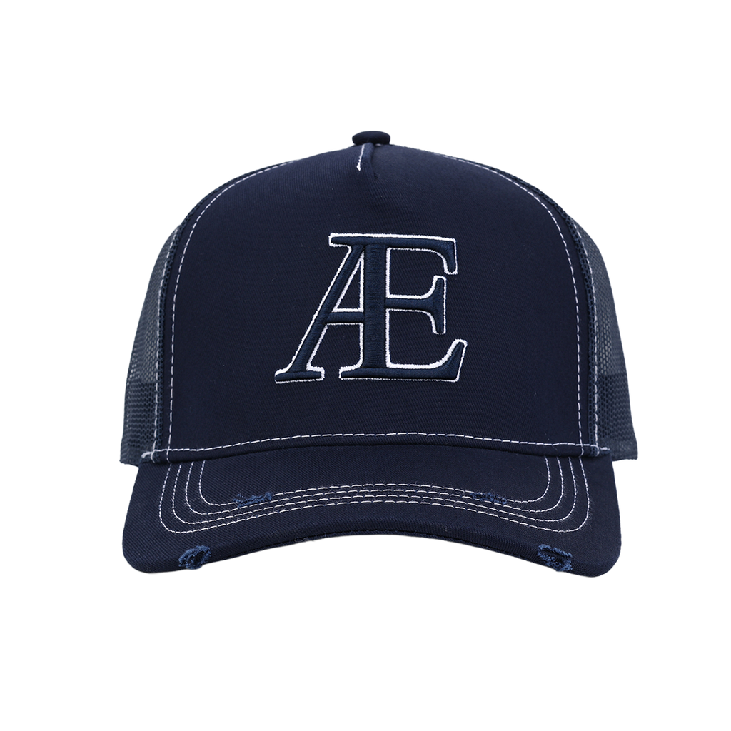 AE White Stitching - Navy Trucker Hat