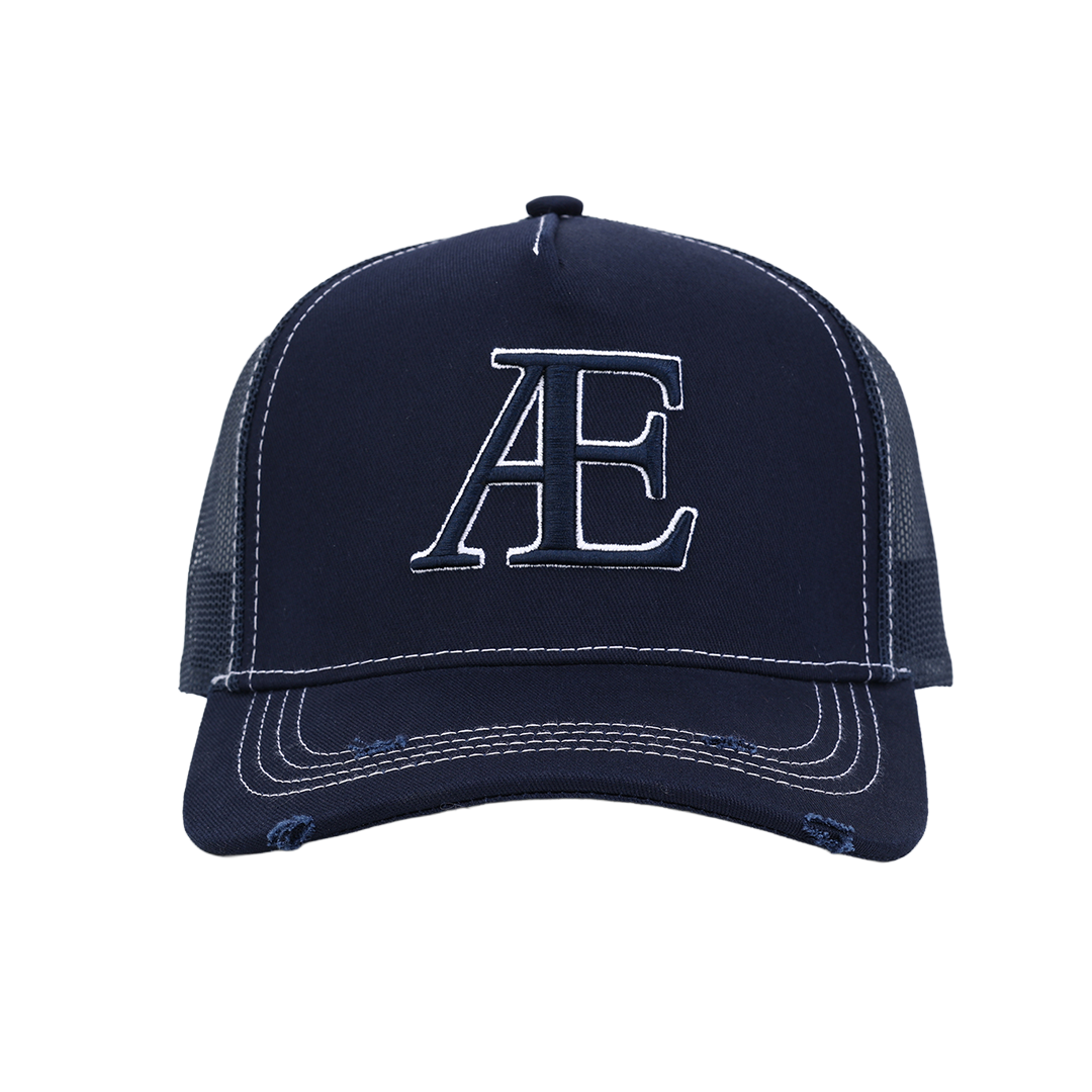 AE White Stitching - Navy Trucker Hat