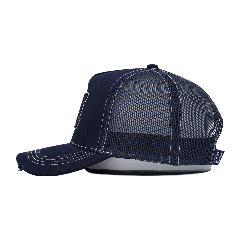 AE White Stitching - Navy Trucker Hat