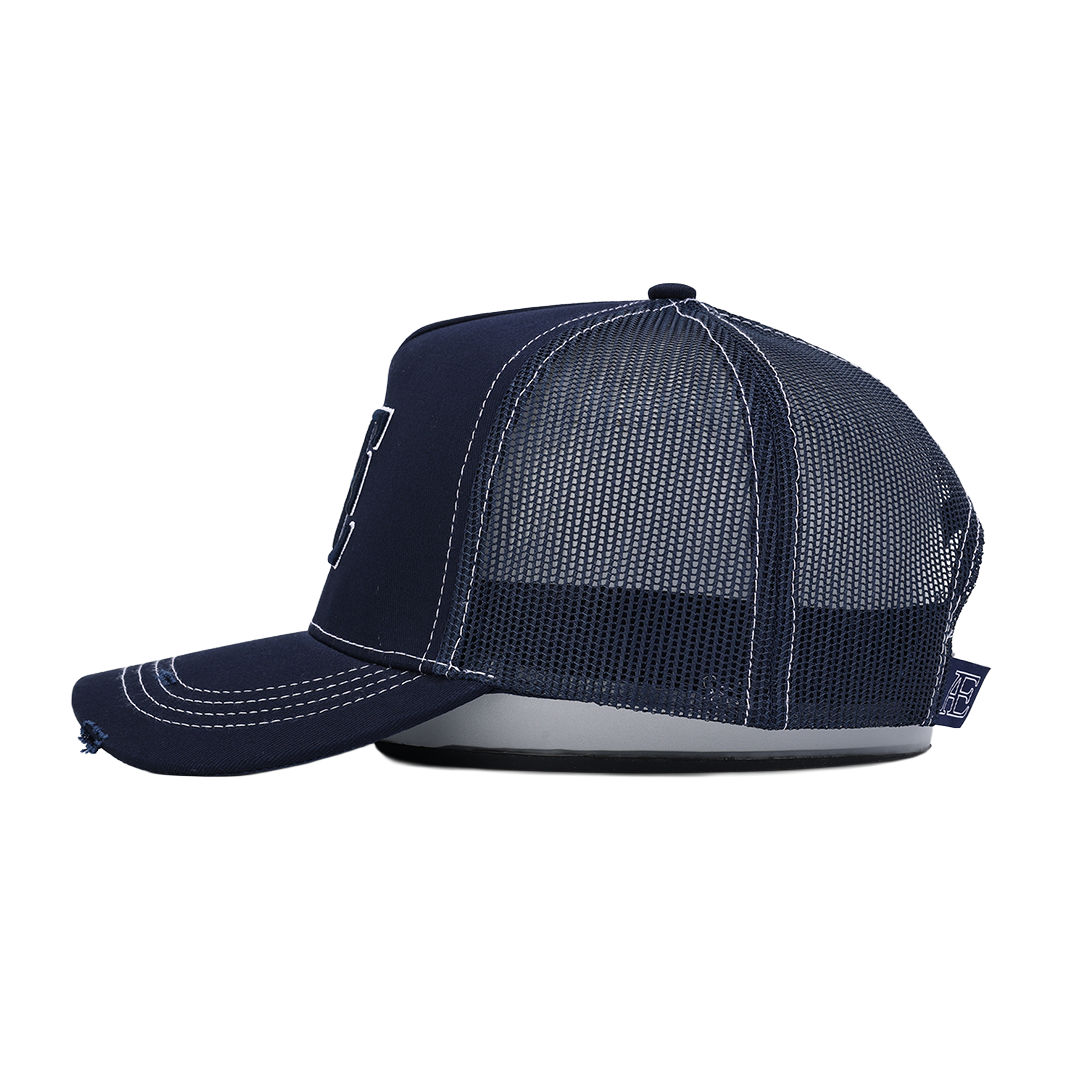 AE White Stitching - Navy Trucker Hat