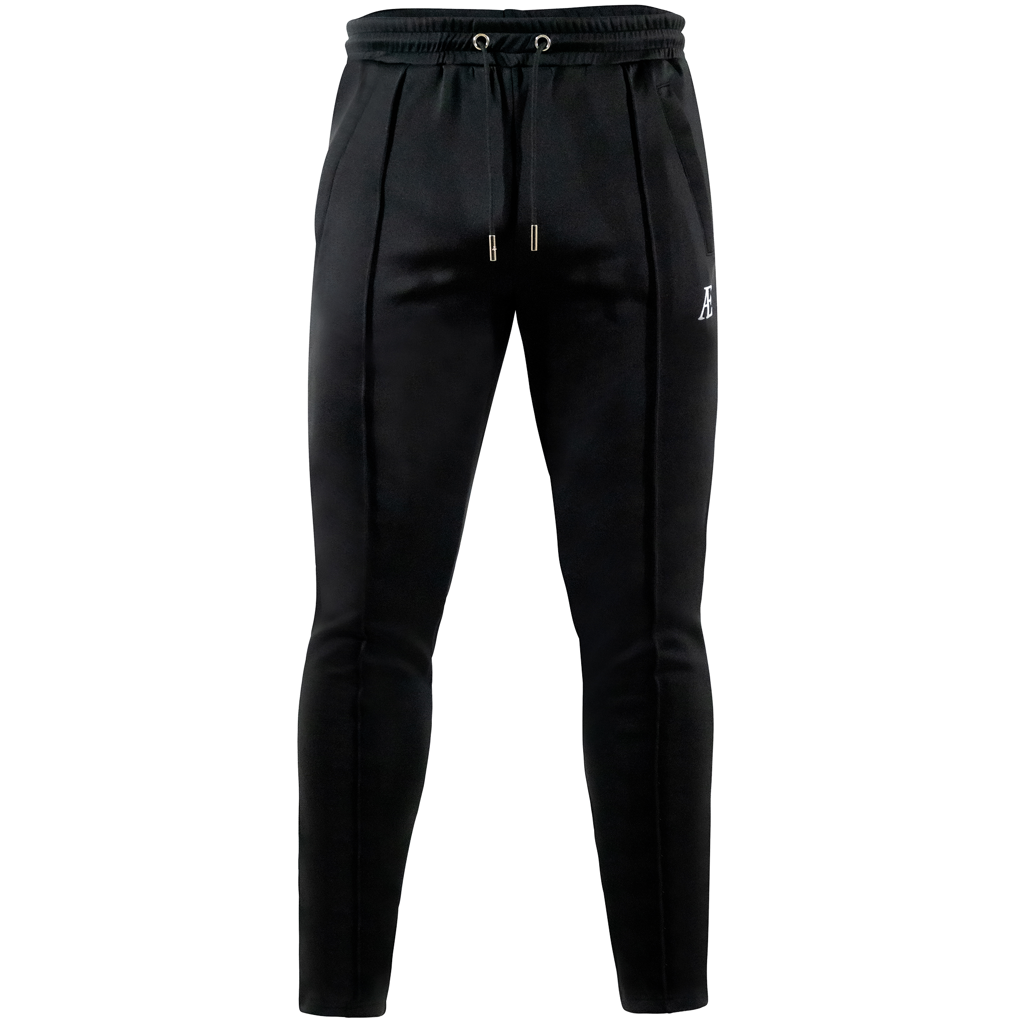 Black slim fit bottom subtle logo on left leg side
