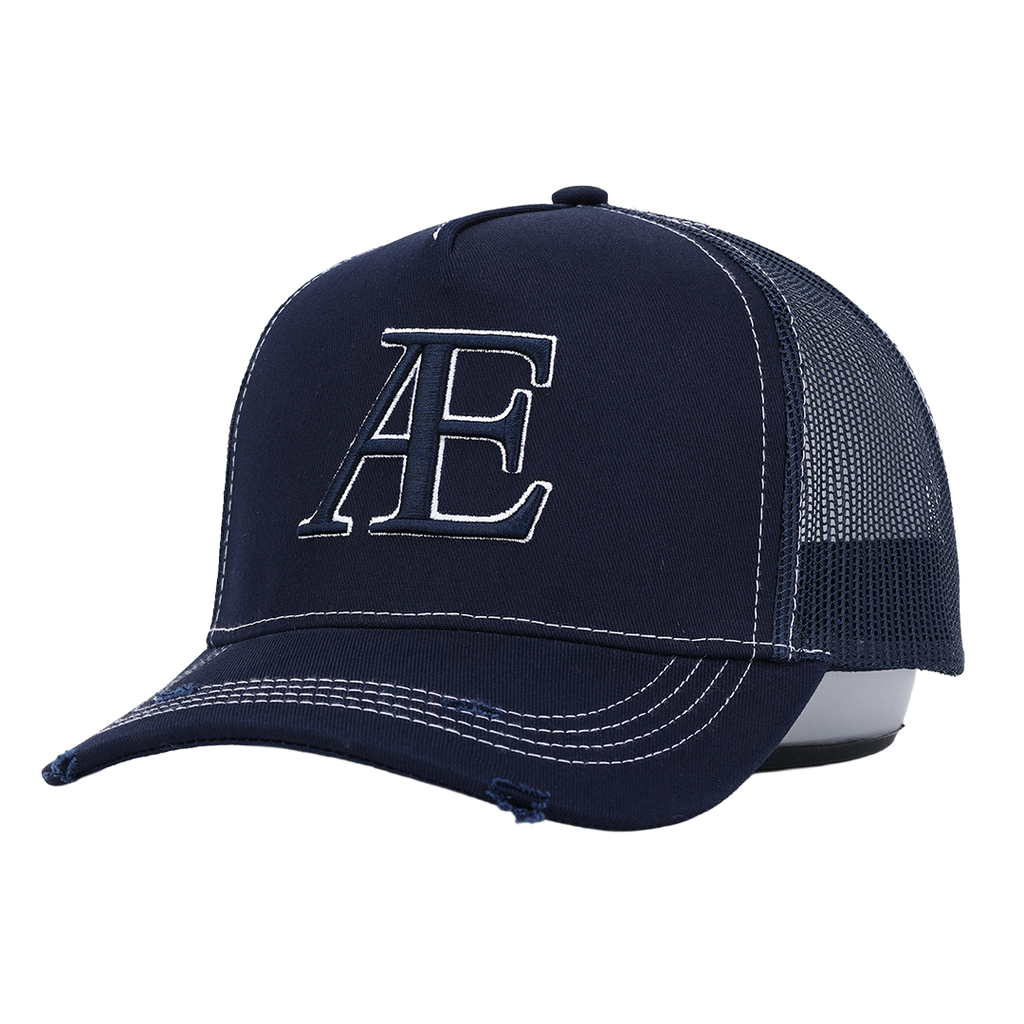 AE White Stitching - Navy Trucker Hat