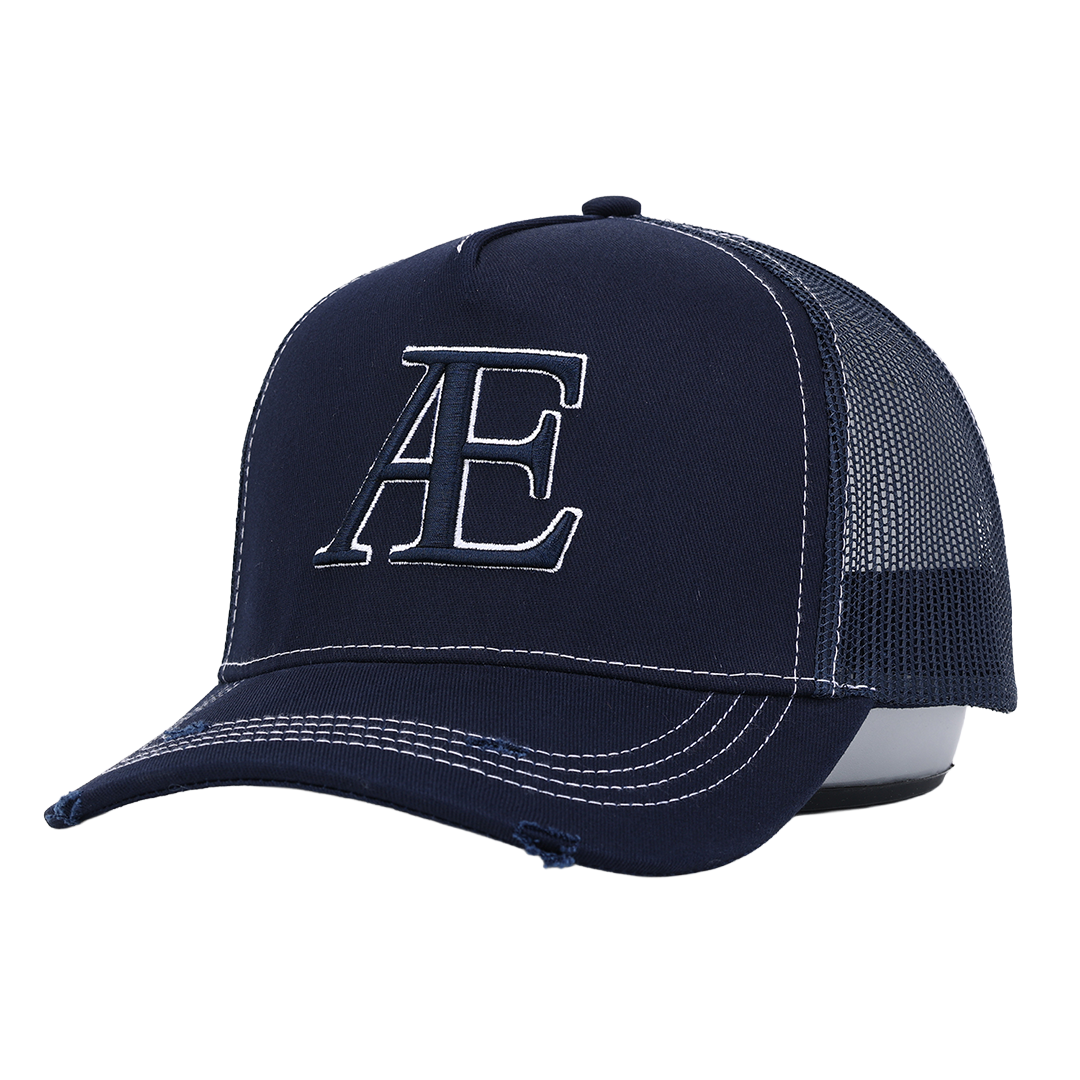 AE White Stitching - Navy Trucker Hat